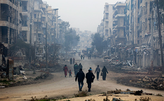 Вид на один из районов Алеппо. 20 января 2017 года
