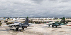 Самолеты ВКС перед вылетом с авиабазы Хмеймим в пункты постоянного базирования на территории России