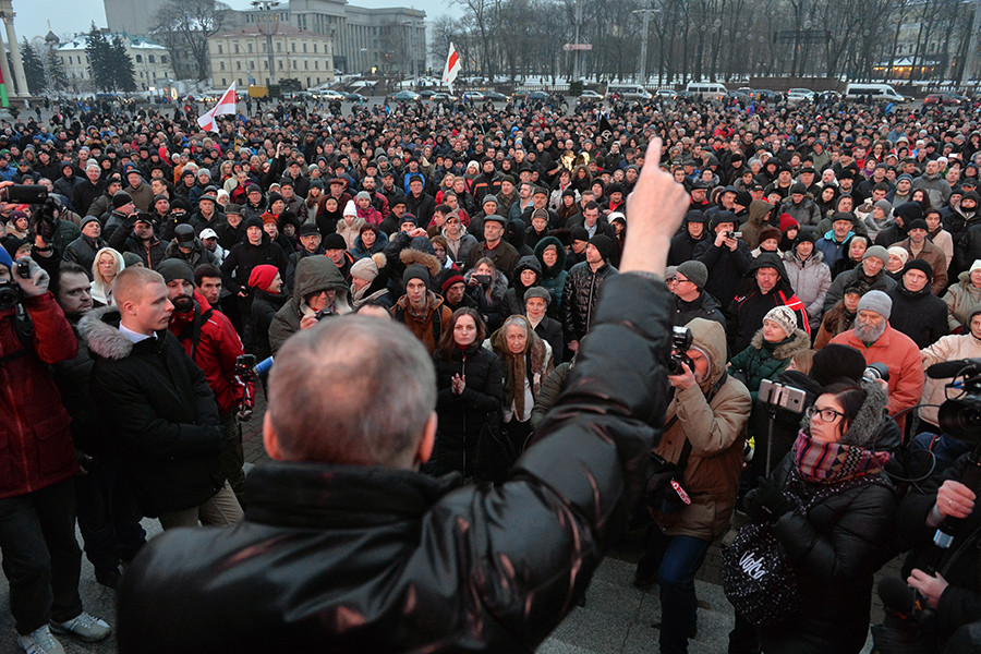 Участники несанкционированной акции белорусской оппозиции «Марш рассерженных белорусов»




