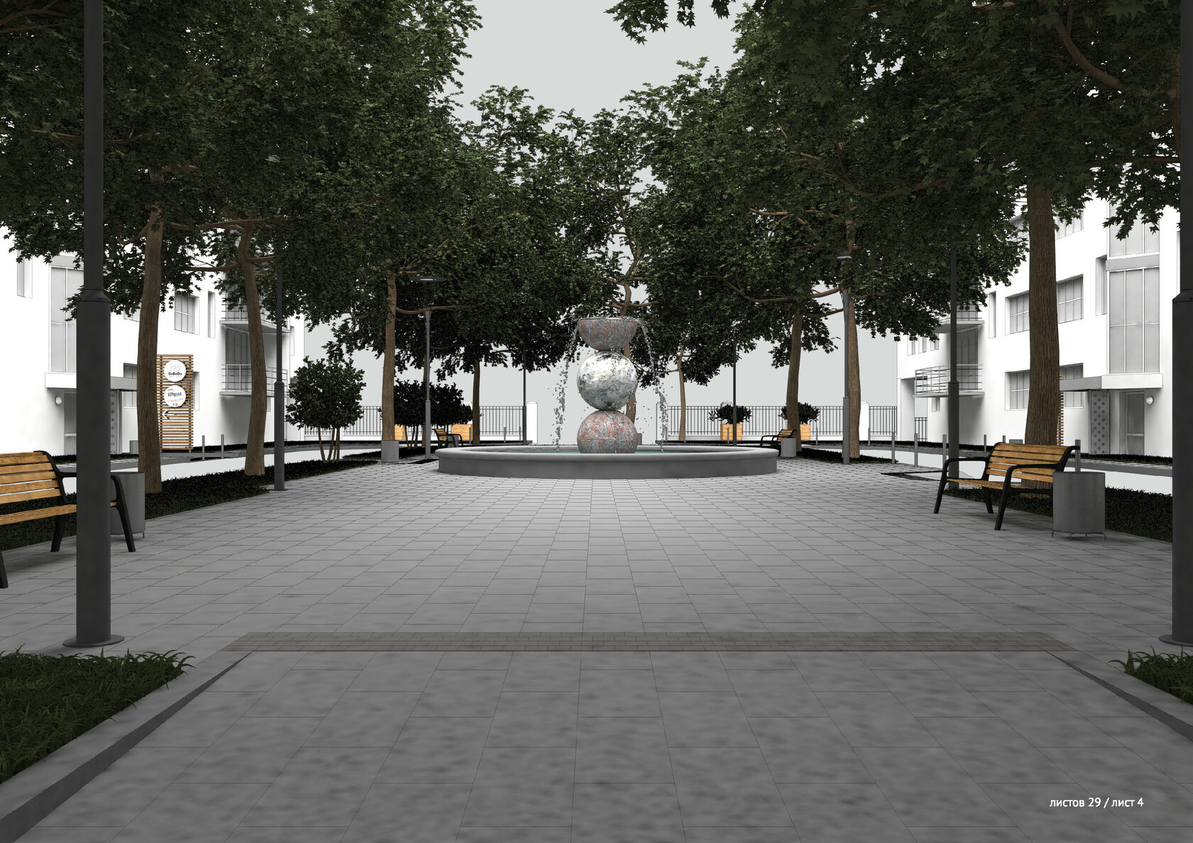 Несколько лет назад одна из жительниц разработала проект благоустройства парадного двора с фонтаном между вторым и третьим корпусом. Увы, средств воплотить его в жизнь не нашли.