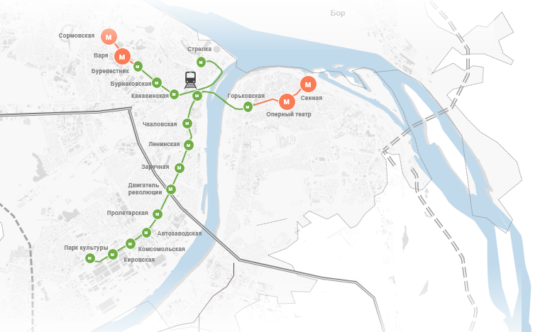 Проект схемы Нижегородского метрополитена с учетом строительства новых станций