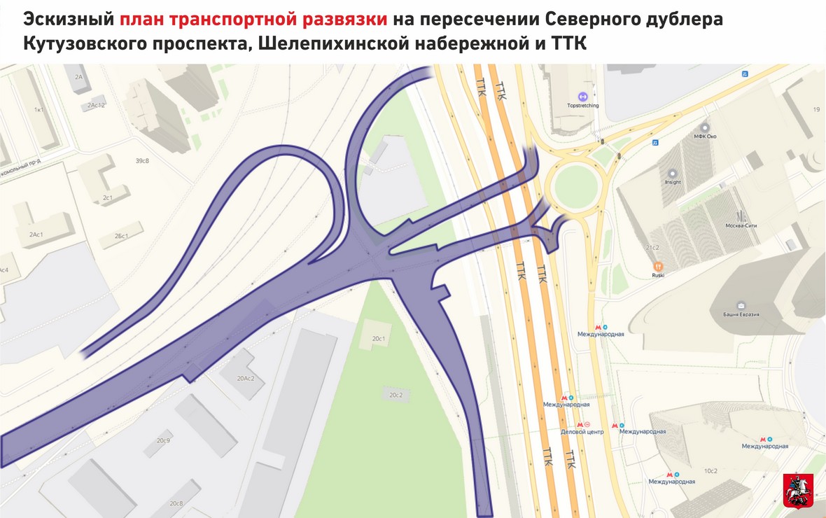 В Пресненском районе Москвы построят многоуровневую транспортную развязку
