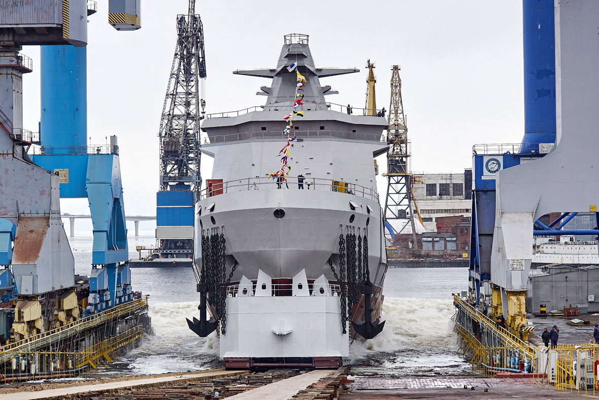 Cпуск на воду патрульного корабля ледового класса «Николай Зубов» на заводе «Адмиралтейские верфи»
