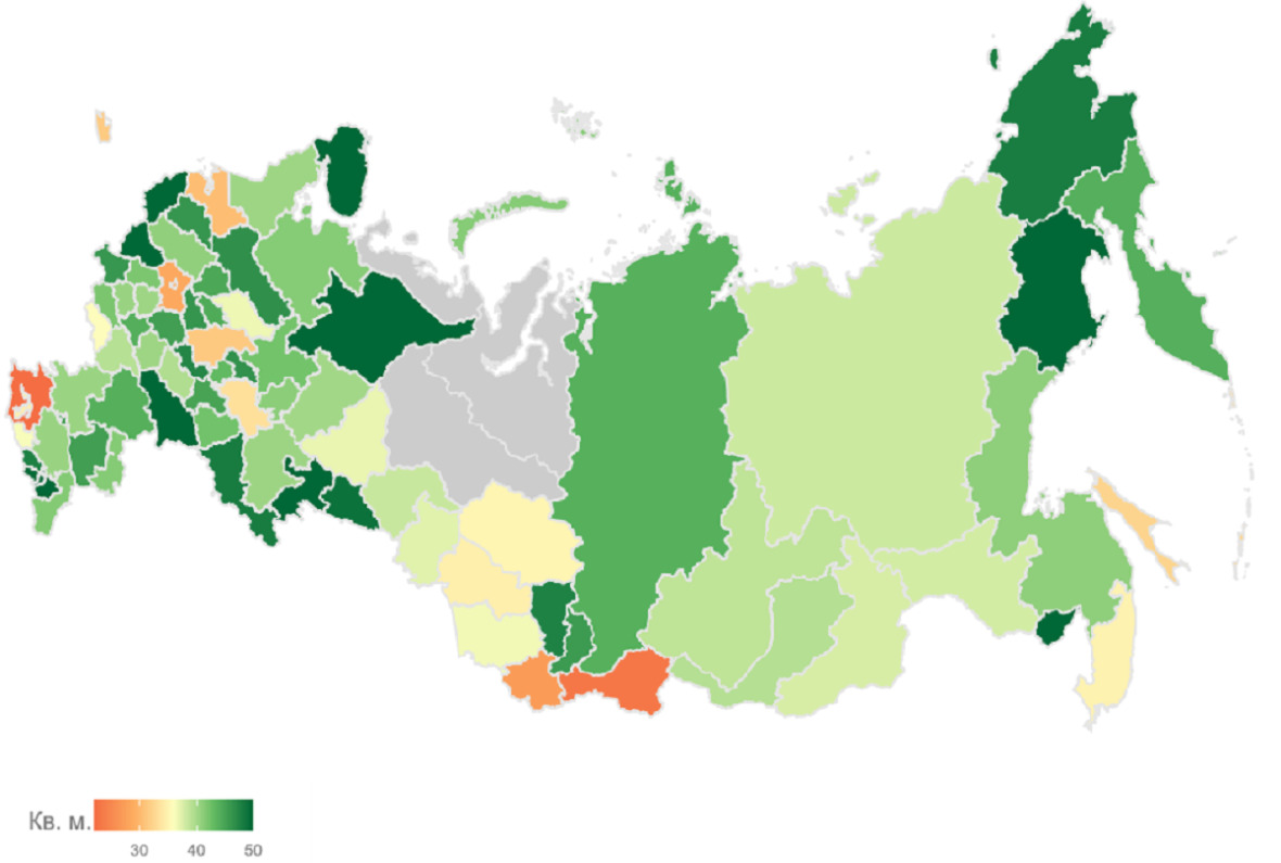 Индекс доступности жилья в региональном разрезе м2 (График: пресс-служба Сбера)