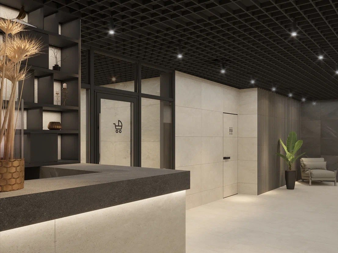 Современный урбанистический стиль «Тайм Парк Апартаменты» придают подъездные холлы, выполненные по авторскому дизайн-проекту