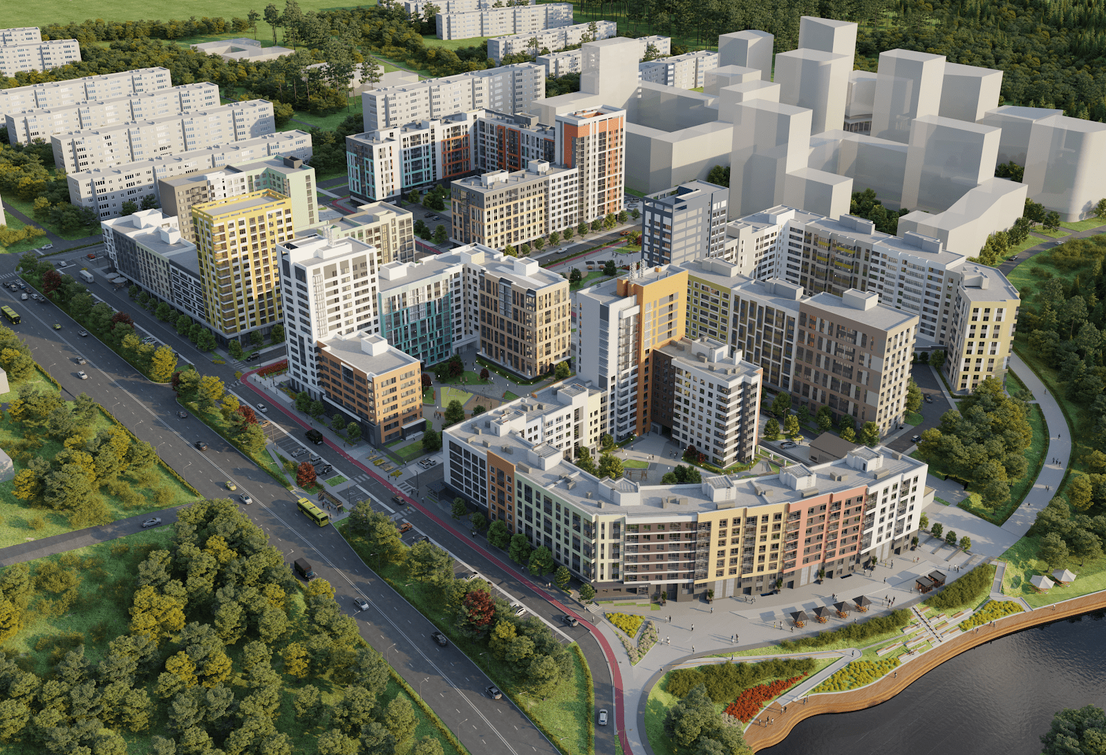Концепция первой очереди проекта района «Новый город», г. Ижевск | Архитектурное ателье «Плюс»