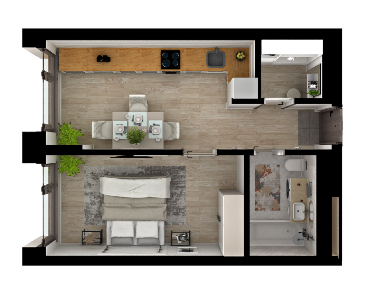 Планировочное решение однокомнатной квартиры в ЖК Grand&Grand