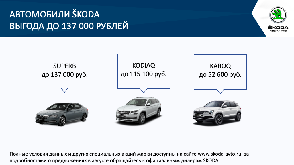 АВТОЭКСПРЕСС предлагает выгодные условия на покупку автомобилей ŠKODA 