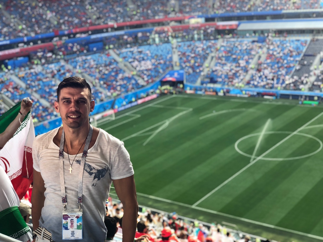 Евгений Бурденюк на футбольном матче Марокко-Иран ЧМ-2018