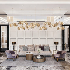 Вестибюль дома CHICAGO напоминает атмосферу роскошного отеля, где каждая деталь — на своем месте