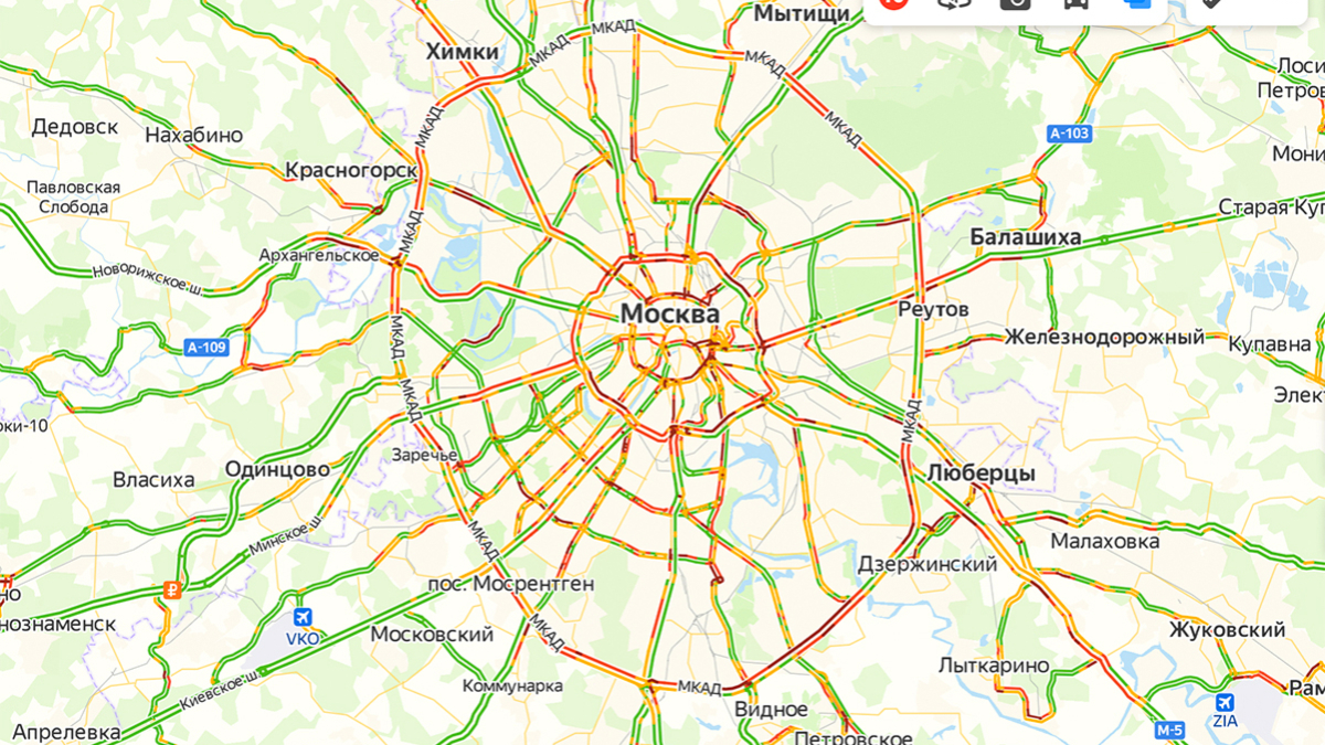 Пробки в Москве и области