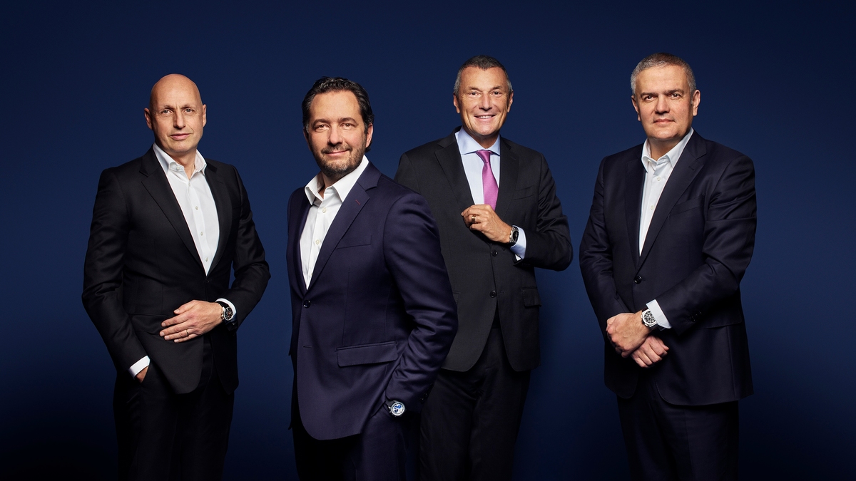 Стефан Бьянки (глава LVMH Watches & Jewellery), Жюльен Торнар (Zenith), Жан-Кристоф Бабен (Bvlgari), Рикардо Гвадалупе (Hublot)