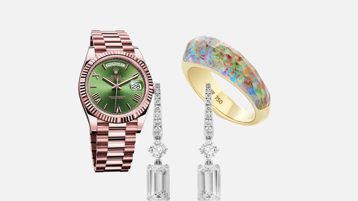 Часы Oyster Perpetual Day-Date 40, Rolex, серьги Classic, Mercury, кольцо CH2, Stephen Webster
