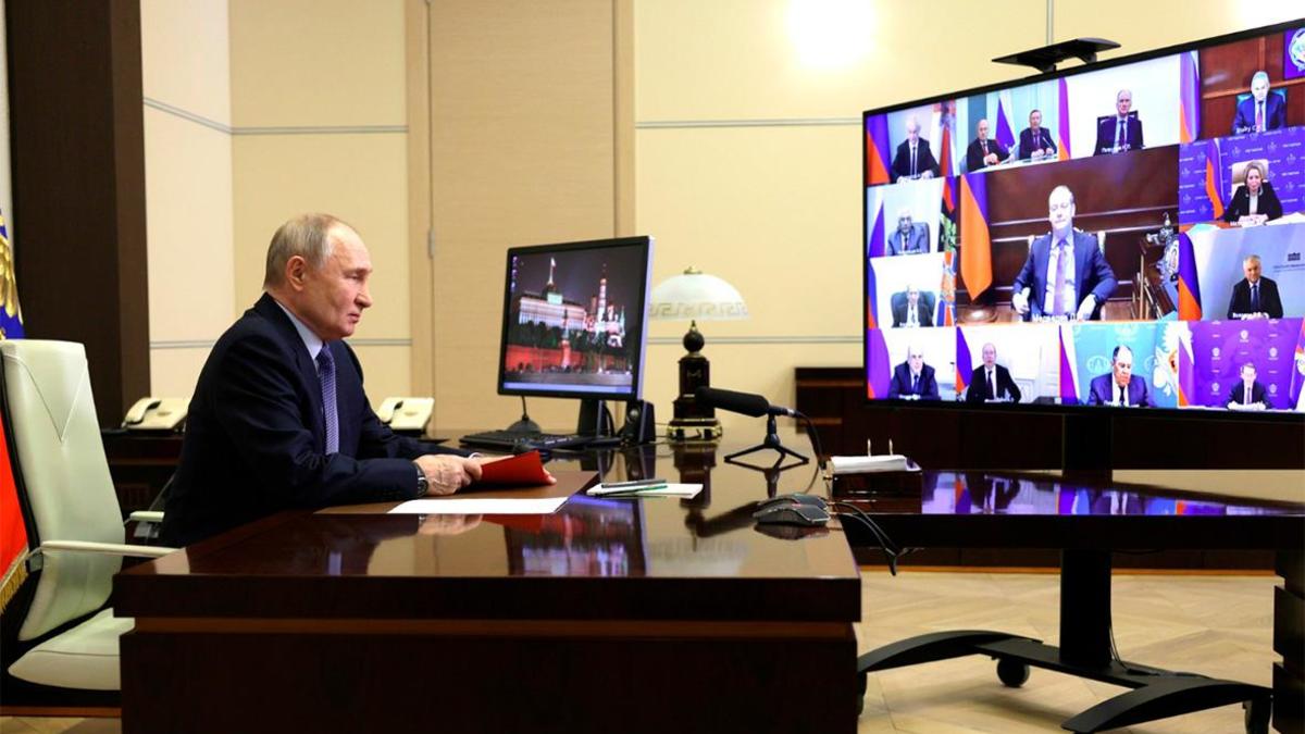 Владимир Путин провёл по видеосвязи оперативное совещание с членами Совета Безопасности, 14 февраля 2025 года