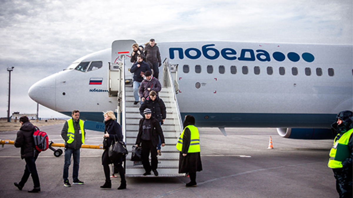 Самолет бюджетной авиакомпании «Победа»