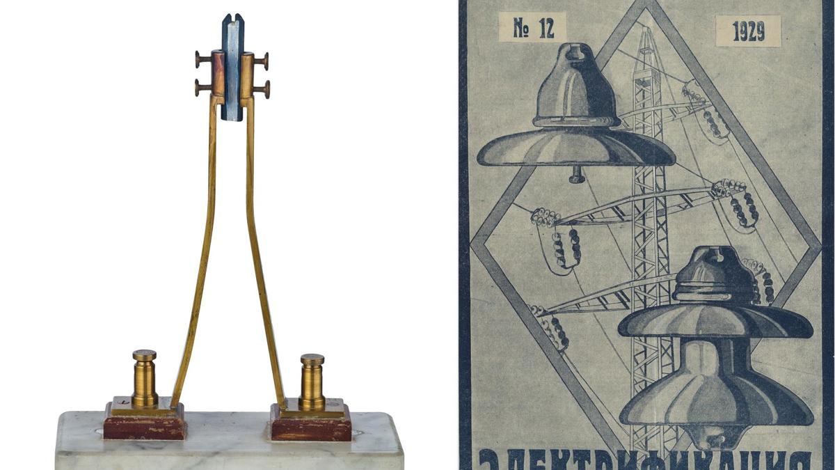 Модель угольной лампы «Свеча Яблочкова», обложка журнала «Электрификация», 1929 год