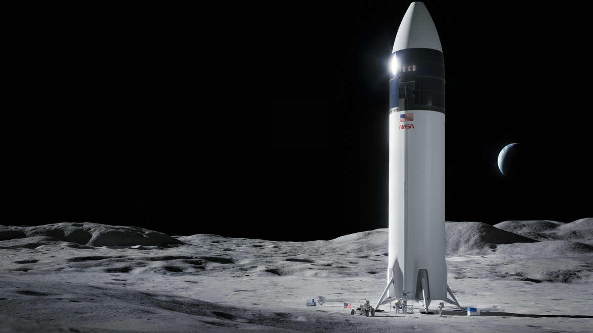Как будет выглядеть лунный посадочный модуль, разработанный SpaceX. Иллюстрация