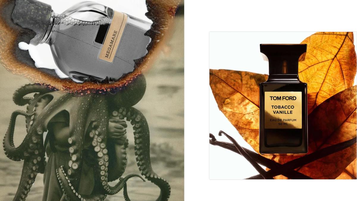 Слева: Megamare, Orto Parisi. Справа: Tobacco Vanille, Tom Ford