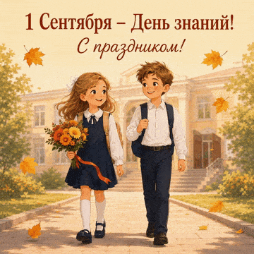 Анимированная открытка с Днем знаний ученикам