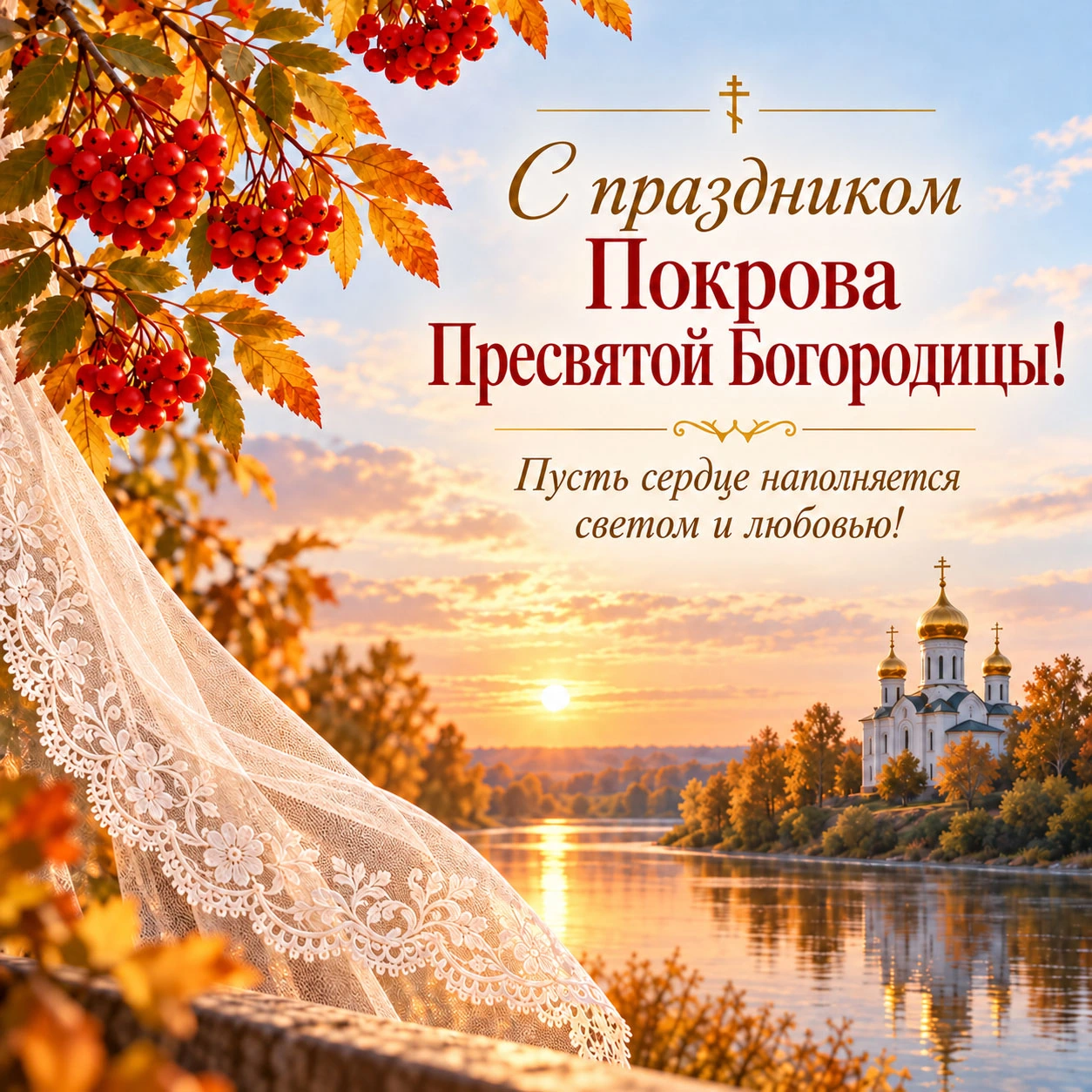 Поздравительная открытка с Покровом Пресвятой Богородицы
