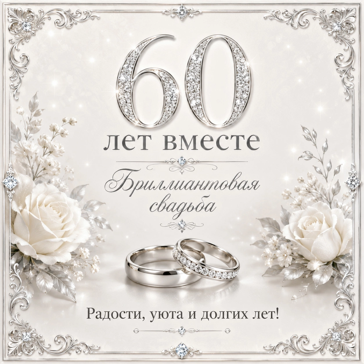 Открытка с бриллиантовой свадьбой