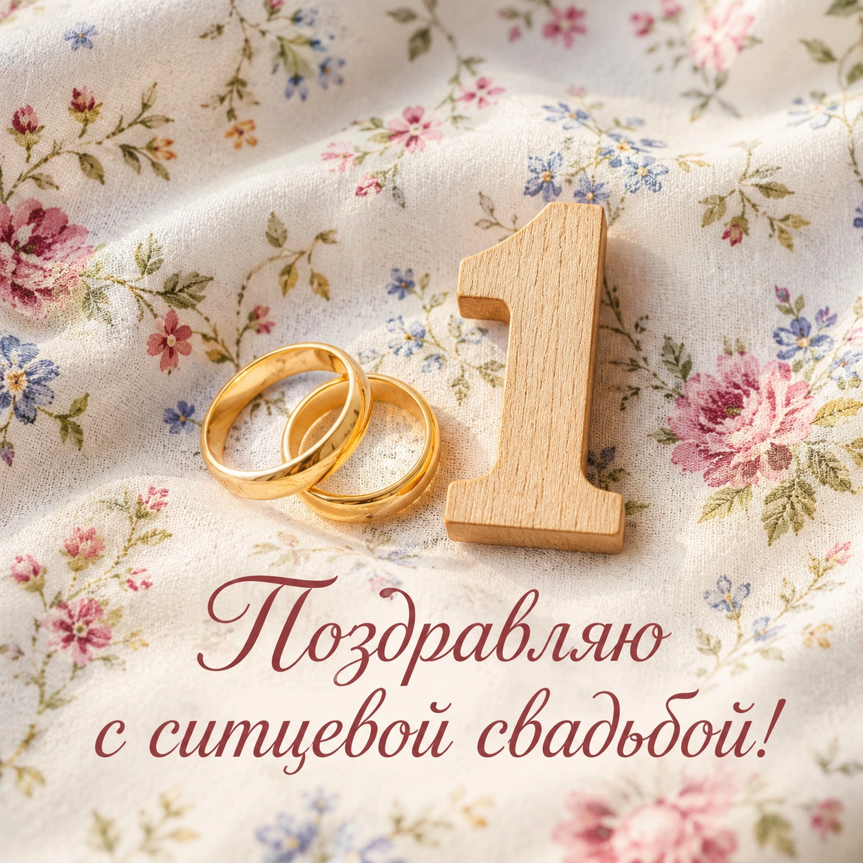 Открытка с ситцевой свадьбой