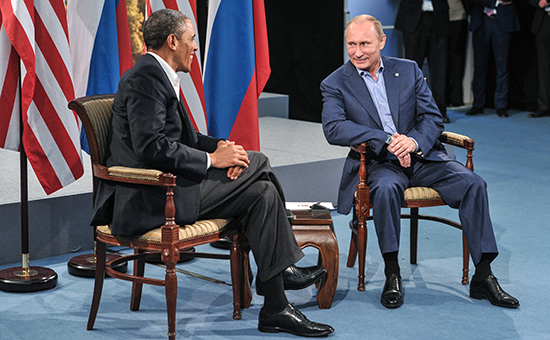 Президент США Барак Обама и&nbsp;президент России Владимир Путин (слева направо). Архивное фото