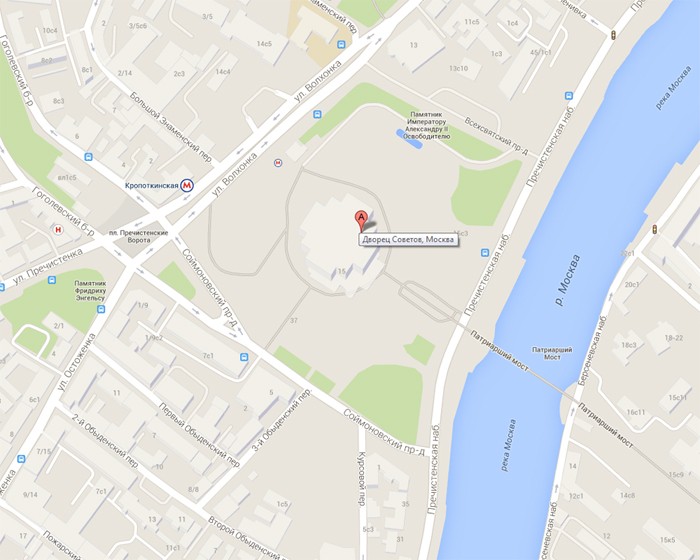 Google Maps "переименовал" ХХС в несуществующий Дворец Советов