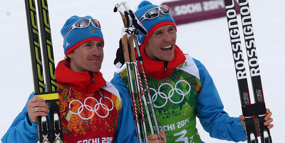 Российские лыжники Максим Вылегжанин и Никита Крюков, показавшие второй результат в командном спринте на Олимпиаде-2014 в Сочи