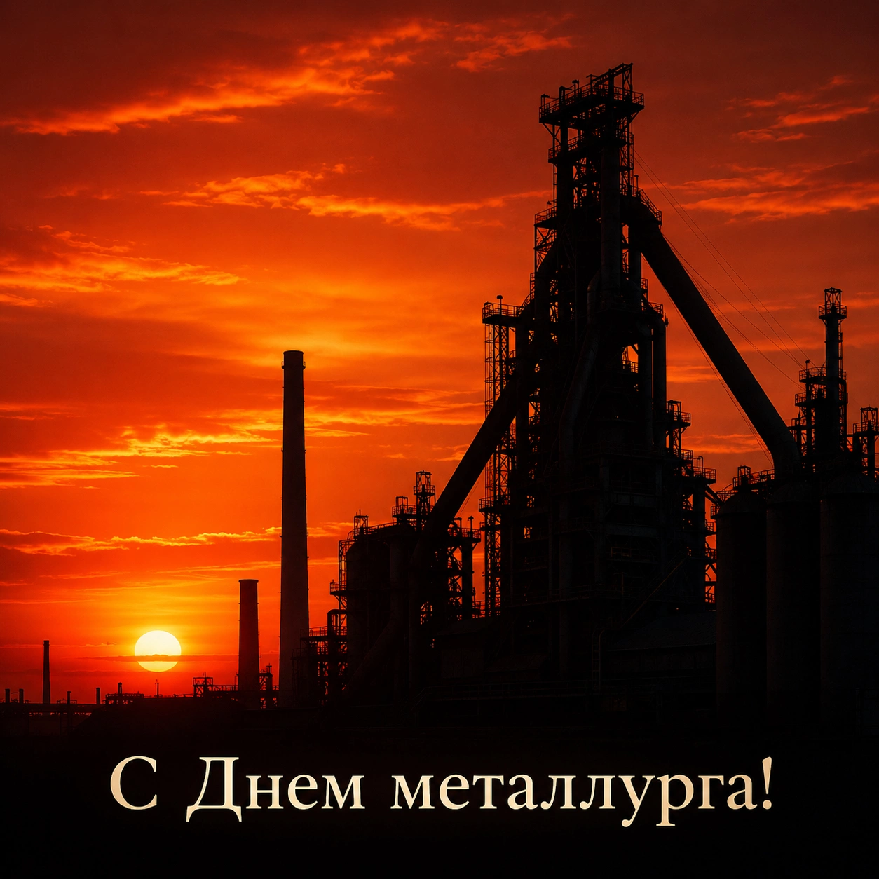 Минималистичная открытка с надписью «С Днем металлурга!»