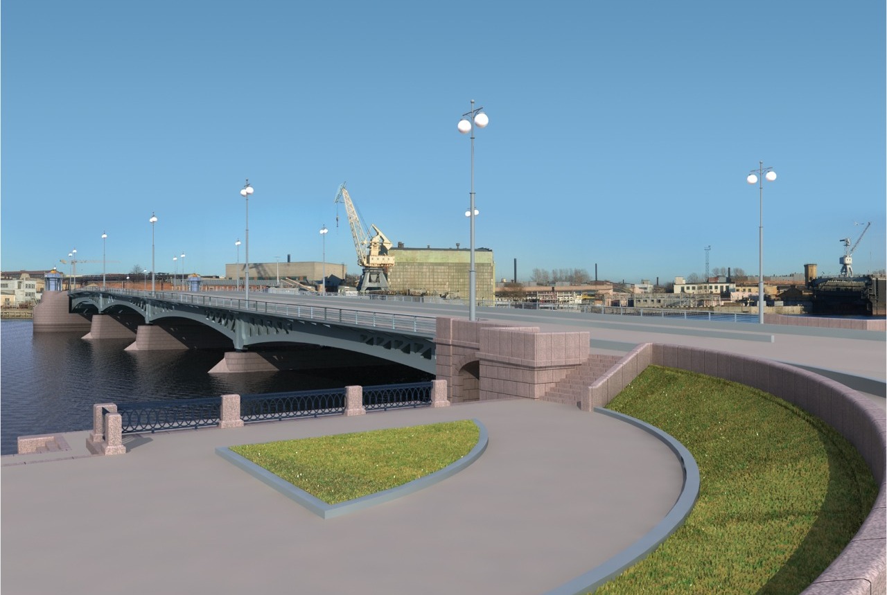 Проект Ново-Адмиралтейского моста, проходящего в створе между 16-17 и 18-19 линиями Васильевского острова
