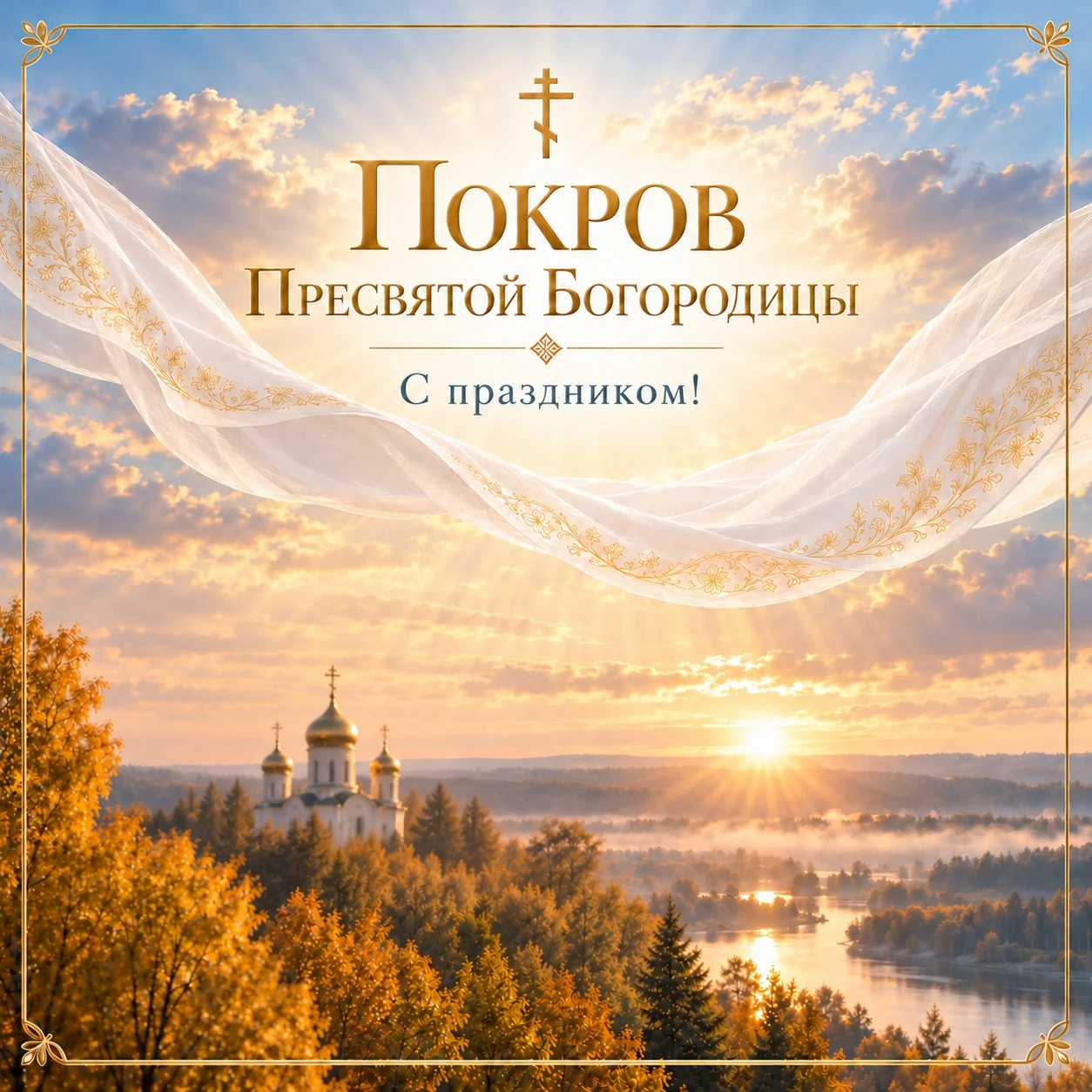 Праздничная открытка с Покровом Пресвятой Богородицы