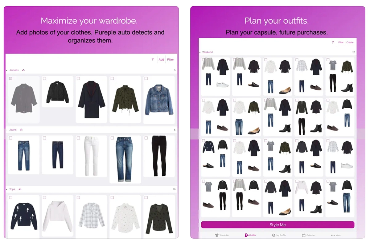 Скриншот приложения Pureple Outfit Planner