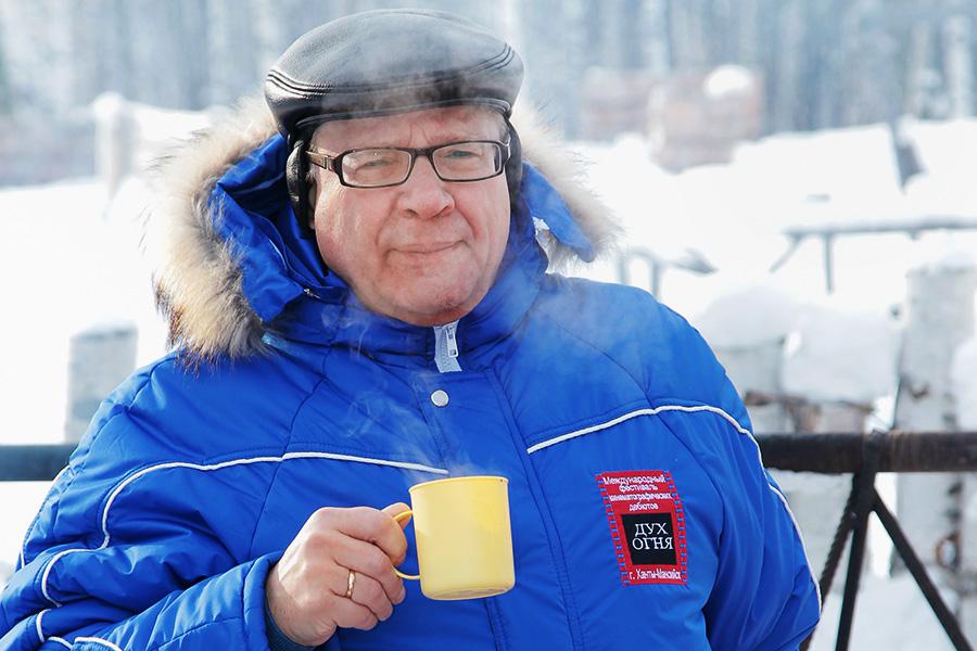 Максим Дунаевский в поселке Добрино на пикнике в рамках фестиваля &laquo;Дух Огня&raquo;, Ханты-Мансийский автономный округ, 29 февраля 2012 года