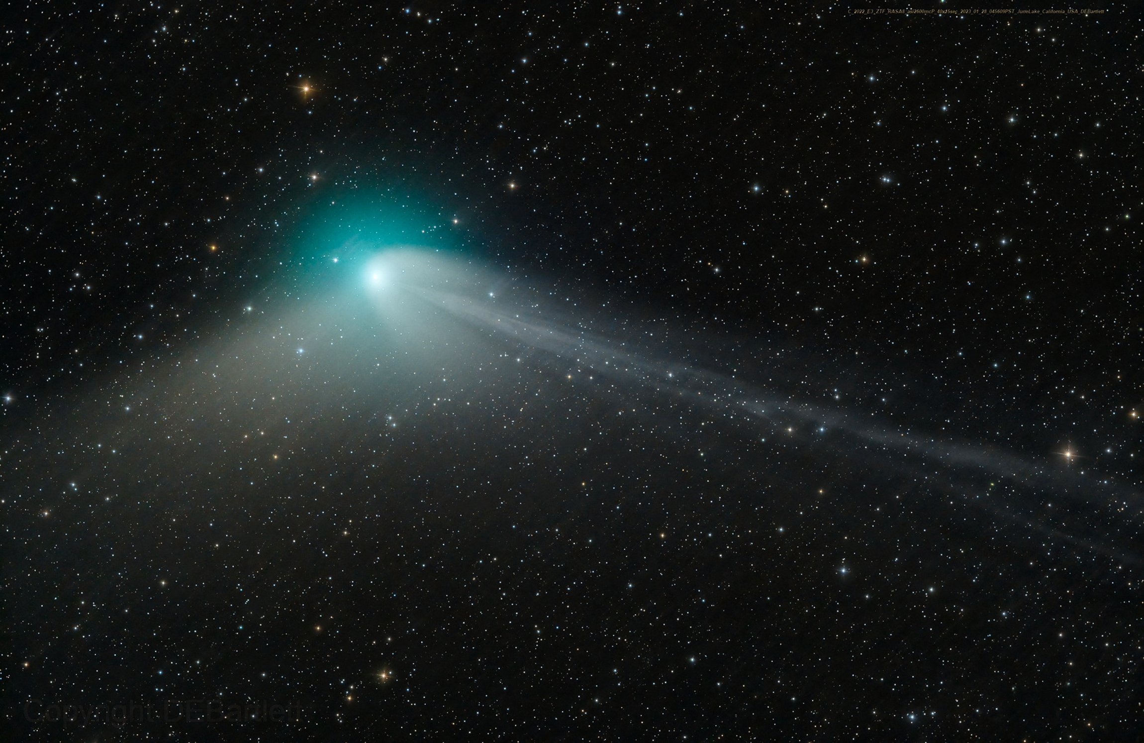 Изображение кометы, полученное с телескопа 28 января