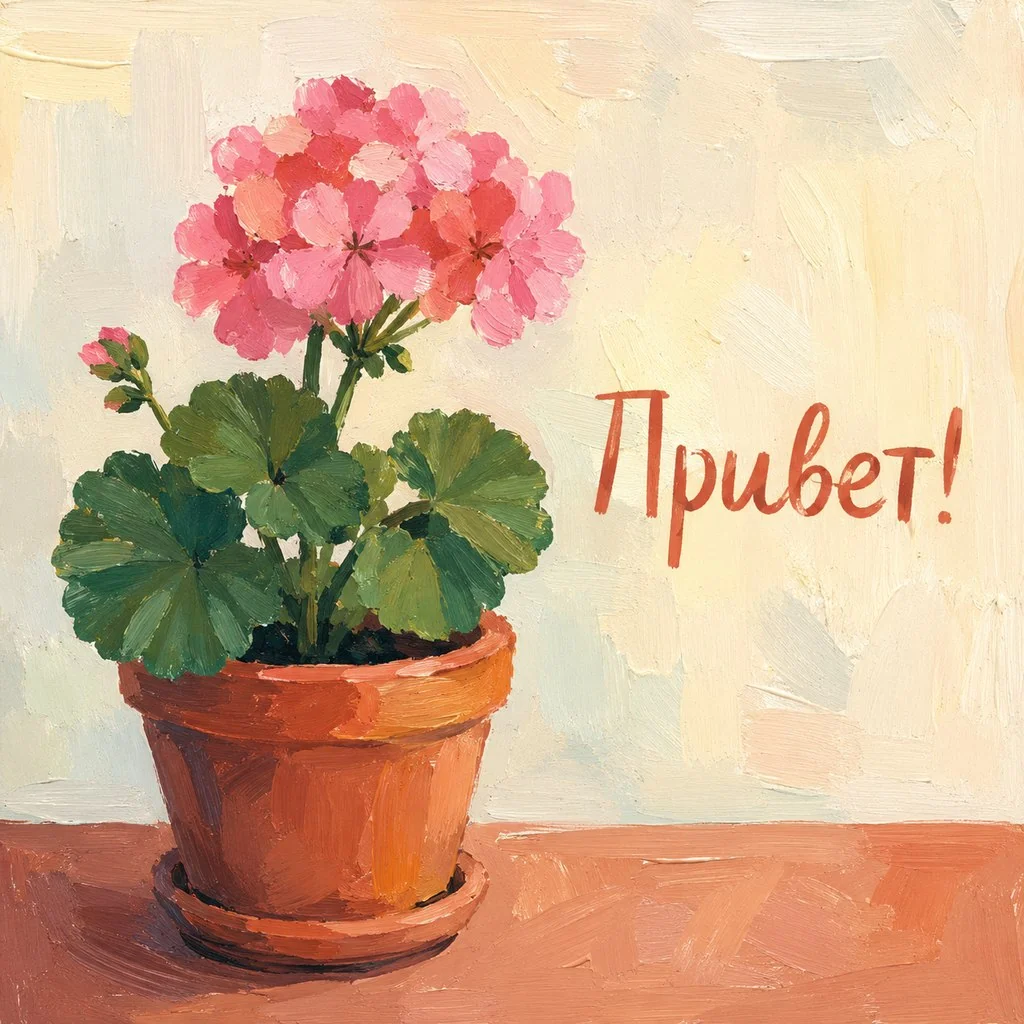 Красивая открытка с надписью «Привет!»