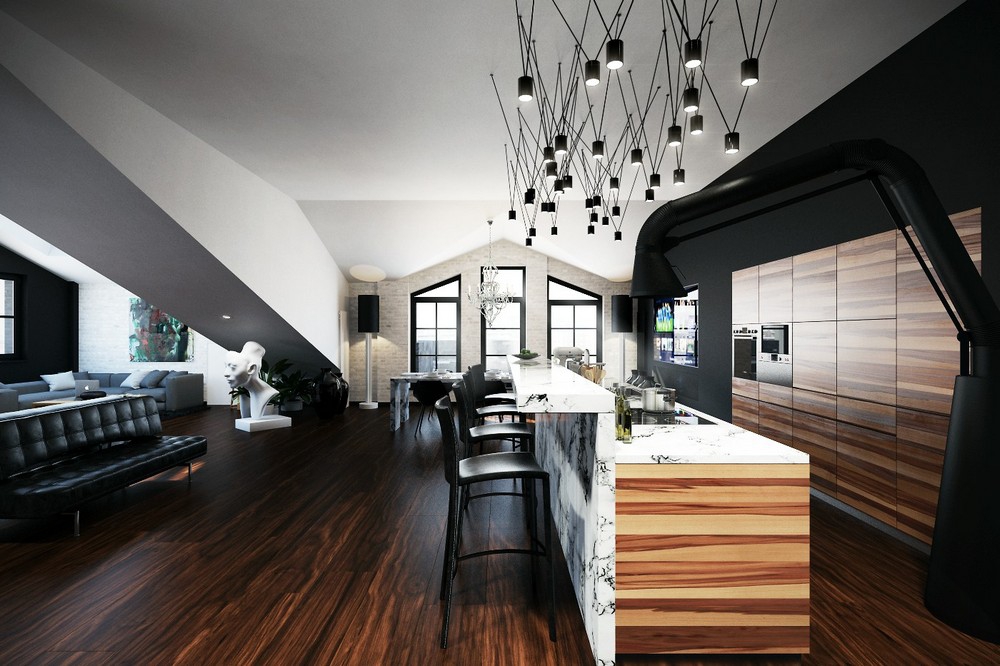 Рифленый потолок: как обставить асимметричную квартиру в мансарде