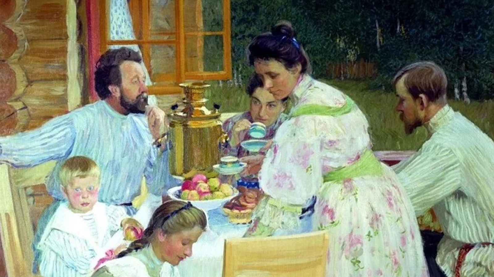 Картина «На террасе», Борис Кустодиев (1906)