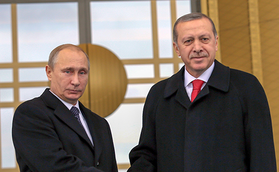 Президенты России и Турции Владимир Путин(слева) и Реджеп Тайип&nbsp;Эрдоган (справа), Анкара, 1 декабря 2014 года


