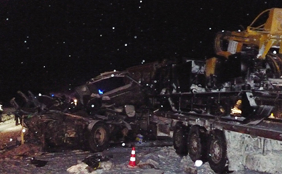 Место аварии на 926-м километре автодороги Тюмень &mdash; Ханты-Мансийск



