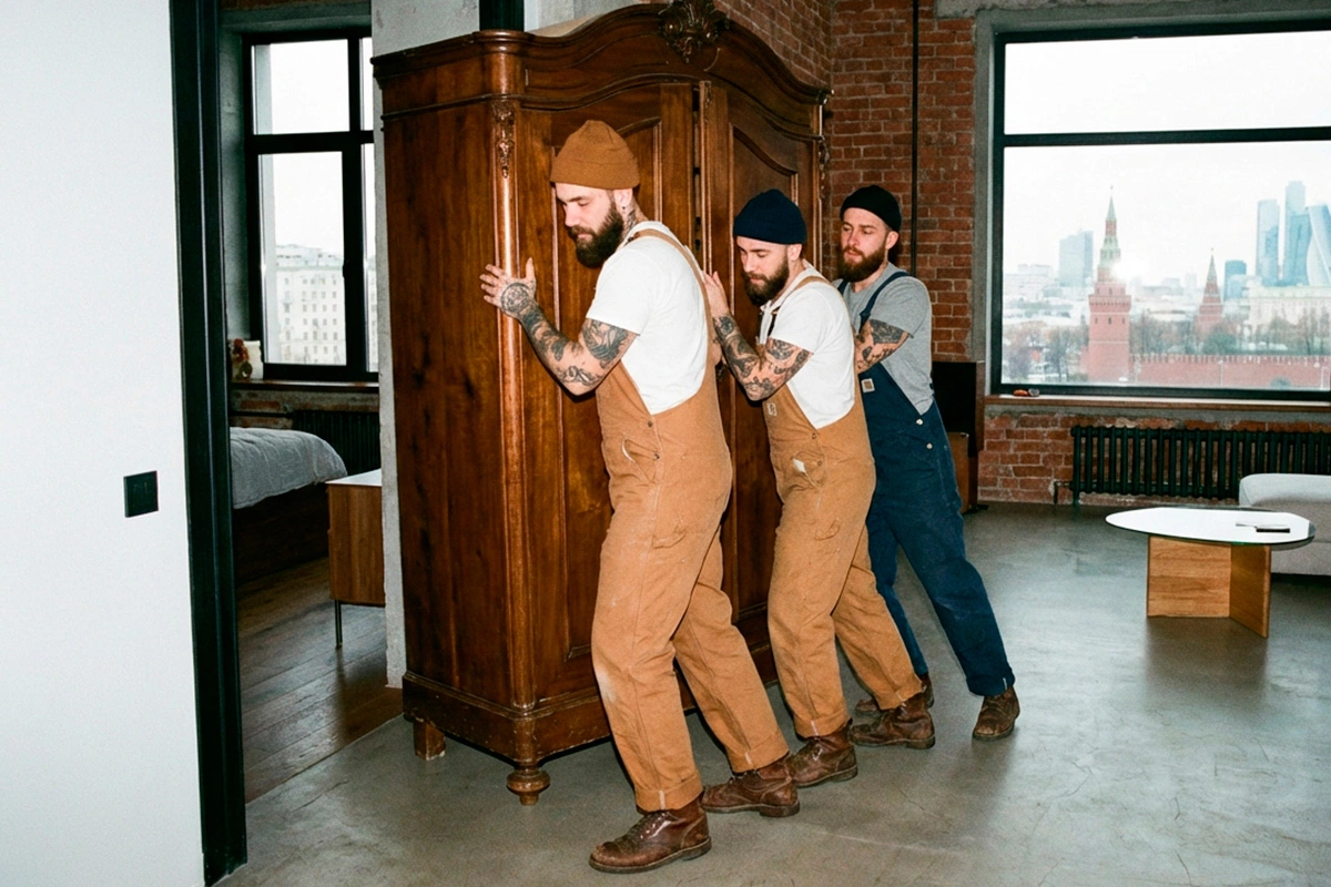 Зная законы физики, можно рассчитать, сколько человек понадобится, чтобы сдвинуть шкаф