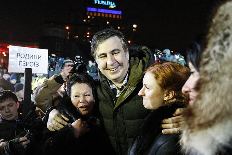 Бывший президент Грузии Михаил Саакашвили принял участие в акции памяти жертв Майдана