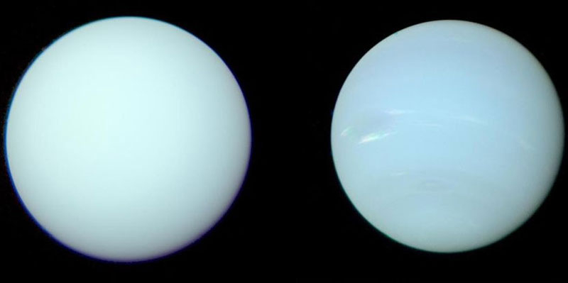 Слева&nbsp;&mdash; Уран, справа&nbsp;&mdash; Нептун.