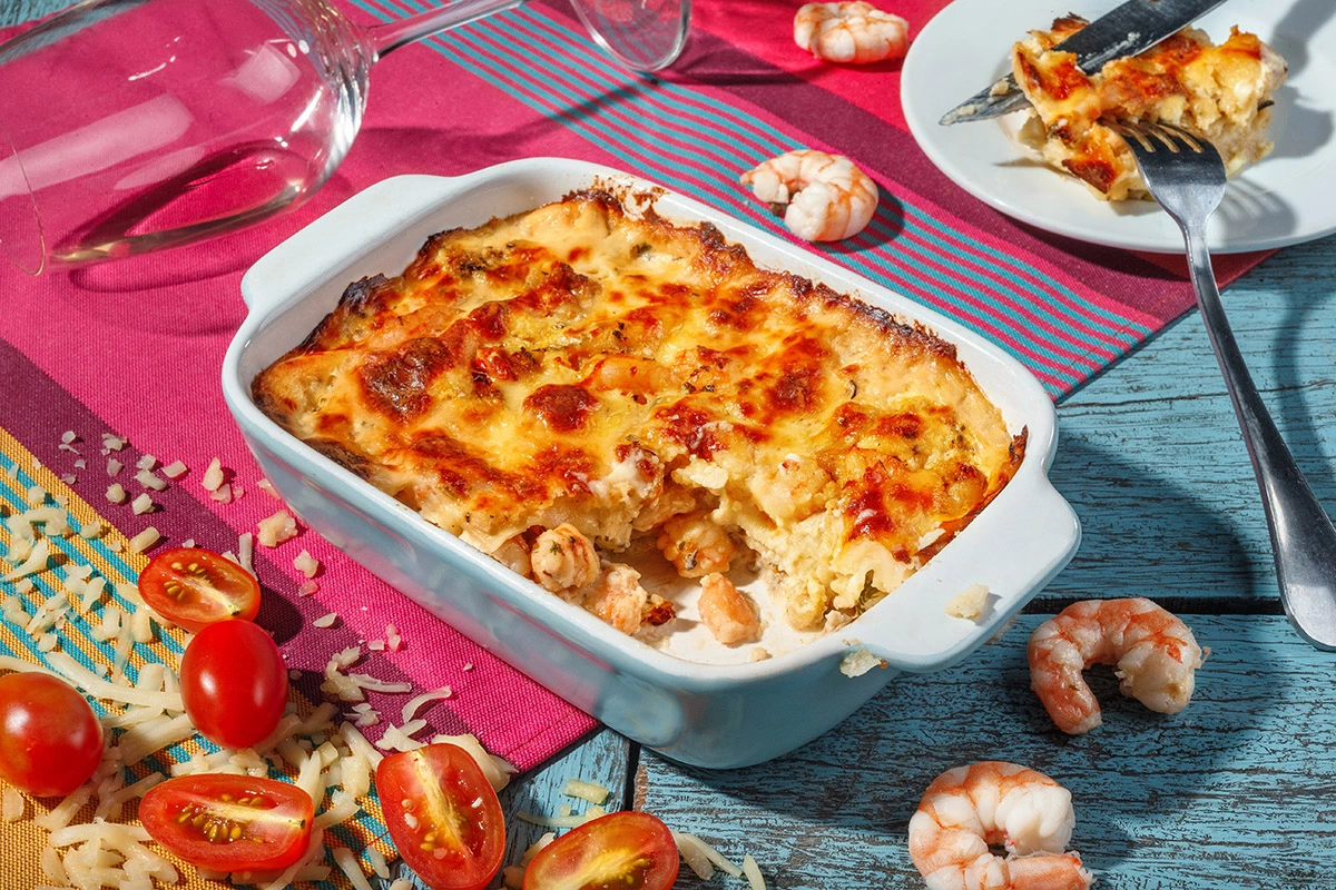 Лазанья с креветками