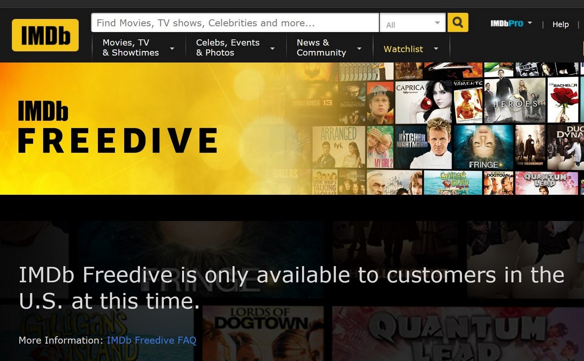 Скриншот онлайн-кинотеатра IMDb Freedive
