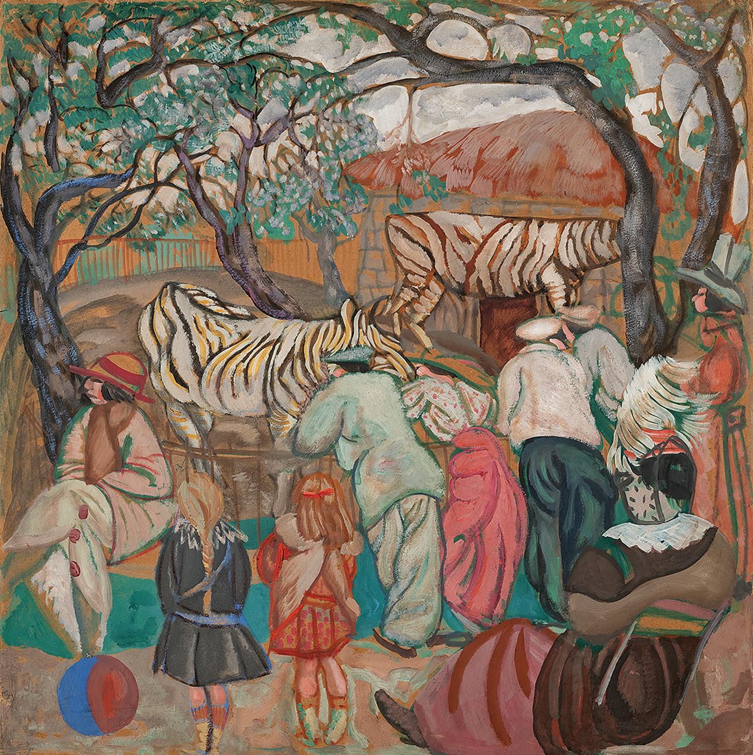 Борис Григорьев. «У зебр (В зоологическом саду)», 1913. Государственный Русский музей