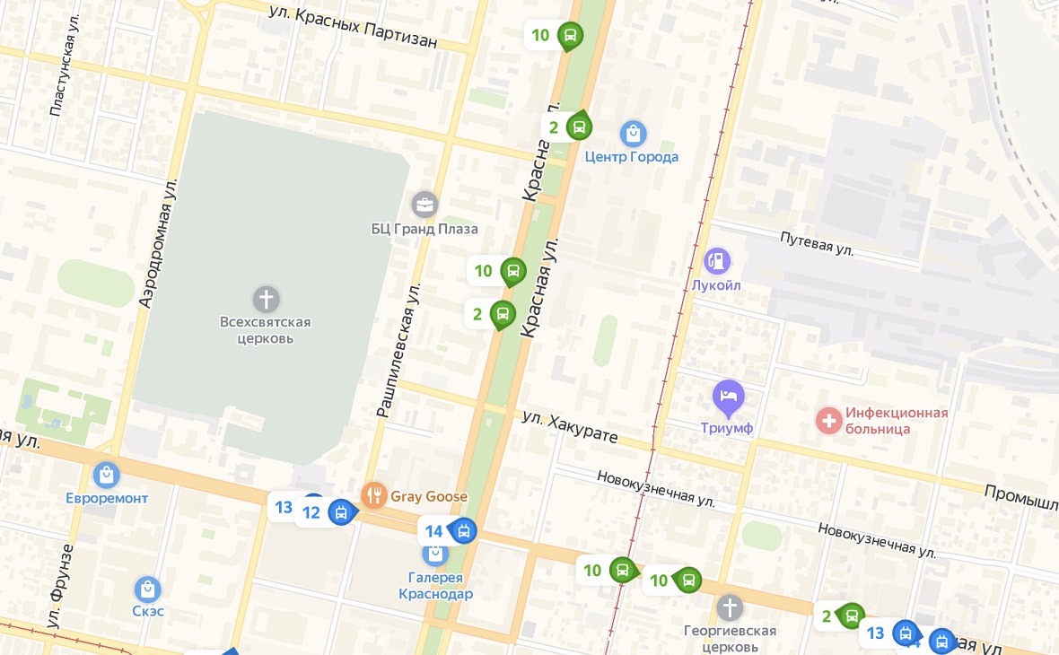 Яндекс.Карты в Краснодаре начали показывать городской транспорт онлайн