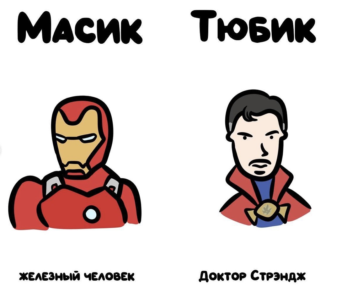 Отличия масика и тюбика на примере персонажей Marvel