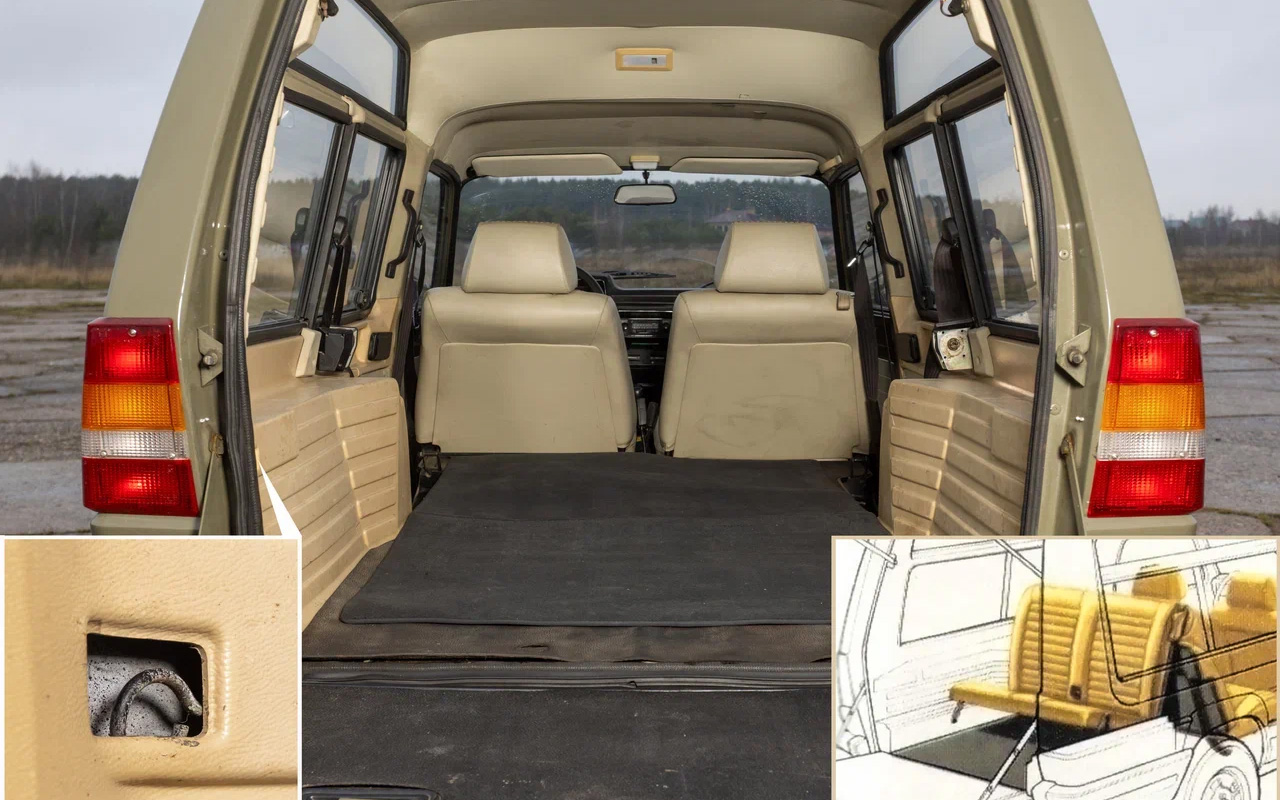 Неприметные тяги по сторонам отсека, если дернуть, освобождают фиксаторы задних спинок. За доплату предлагался «детский» третий ряд