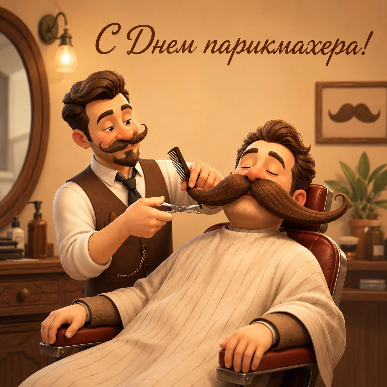 Прикольная открытка с Днем парикмахера мужчине